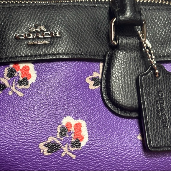 Coach Rowan Purple Floral Mini Satchel Handbag - Picture 2 of 7